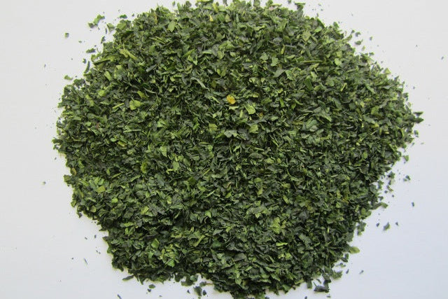 stems removed from green tea leaves