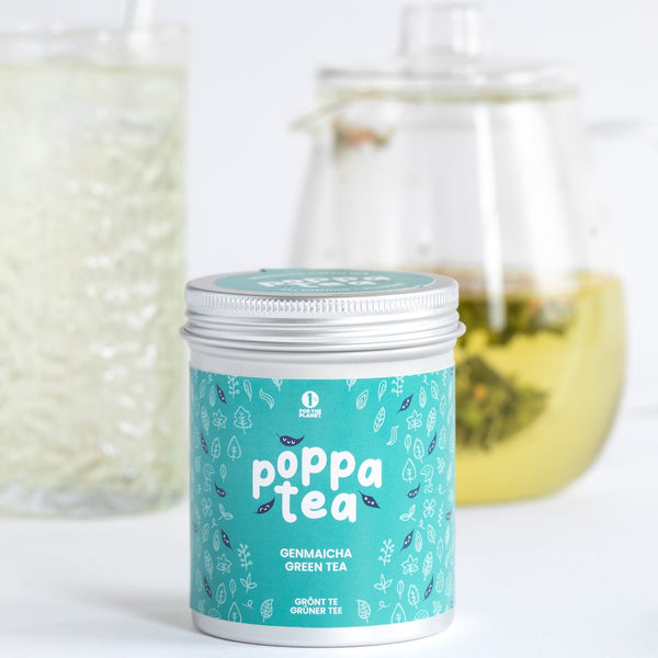 genmaicha made into hot and cold green tea drinks