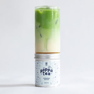 iced matcha latte made using poppatea koku edition matcha