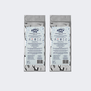 Two refill pouches of poppa tea Ceremonial Matcha - koku edition, shown side by side against a light gray background.