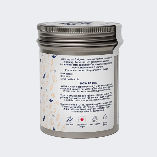 matcha tea with chai side image showing instruction on hot use matcha tea with chai