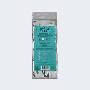 Poppa Tea Sencha Green Tea package on a white background